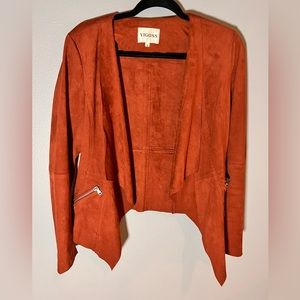 VIGOSS Suede Rust Cropped Jacket with Zipper Pockets Sz S